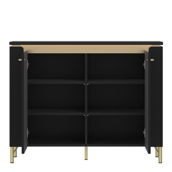 Genoa Sideboard 2 Door in Black Matt/Gold