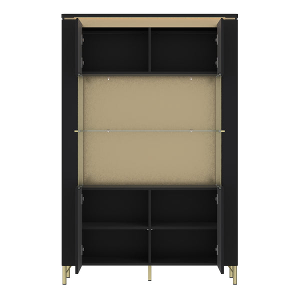 Genoa Vitrin 2 Door in Black Matt/Gold
