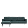 Larvik Chaiselongue Sofa (LH) - Dark Green , Black Legs