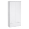 Naia Wardrobe with 2 doors + 1 drawer in White High Gloss