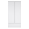 Naia Wardrobe with 2 doors + 1 drawer in White High Gloss