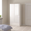 Naia Wardrobe with 2 doors + 1 drawer in White High Gloss