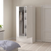 Naia Wardrobe with 2 doors + 1 drawer in White High Gloss