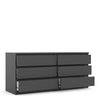 Naia Wide Chest of 6 Drawers (3+3) in Black Matt