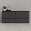 Naia Wide Chest of 6 Drawers (3+3) in Black Matt