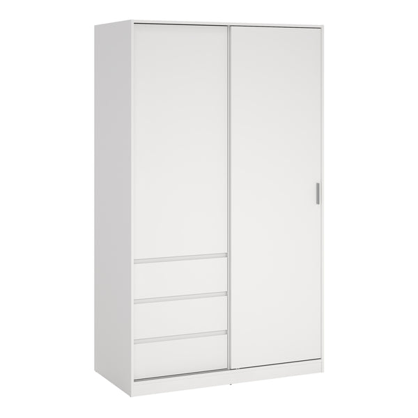 Naia Wardrobe with 1 Sliding Door and 1 Door + 3 drawers in White
