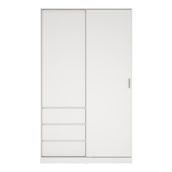 Naia Wardrobe with 1 Sliding Door and 1 Door + 3 drawers in White