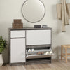 Naia Shoe Cabinet with 2 Shoe Compartments, 1 Door and 1 Drawer in Concrete and White High Gloss