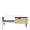 Oslo Coffee Table 1 Drawer 1 Shelf in White and Oak