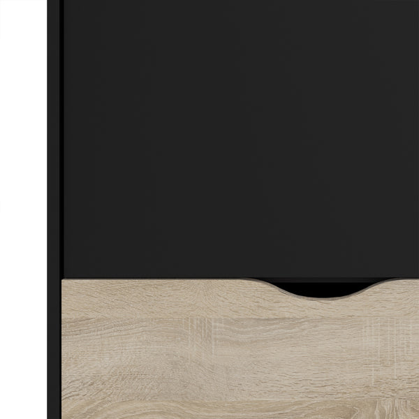 Oslo Wardrobe - 2 Doors 2 Drawers in Black and Oak