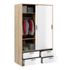 Line Wardrobe - 2 Doors 4 Drawers in Oak with White High Gloss