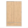 Line Wardrobe with 2 Doors + 2 Drawers in White and Jackson Hickory Oak