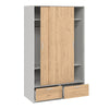 Line Wardrobe with 2 Doors + 2 Drawers in White and Jackson Hickory Oak