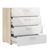 Pepe Chest of 4 Drawers in Oak with White High Gloss