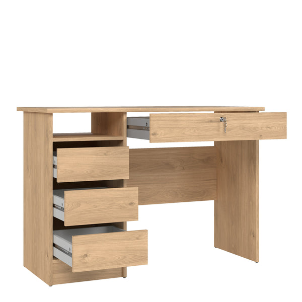 Function Plus Desk (3+1) Handle Free Drawer in Jackson Hickory Oak