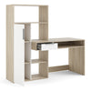 Function Plus Desk Multi-Functional Desk with Drawer and 1 Door in White and Oak