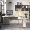 Prima Desk 150 cm in Oak with Height adjustable legs with electric control in Silver grey steel