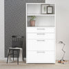 Prima Bookcase 1 Shelf With 2 Drawers + 2 File Drawers In White