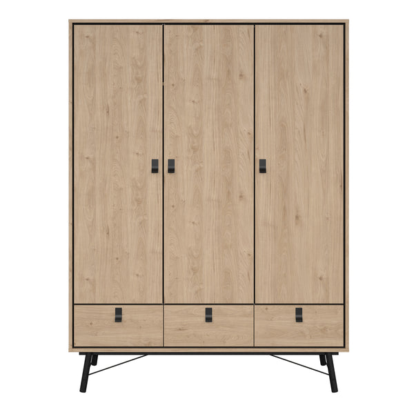 Ry Wardrobe 3 Doors + 3 Drawers in Jackson Hickory Oak