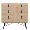 Ry Small Double Chest of Drawers 6 Drawers in Jackson Hickory Oak