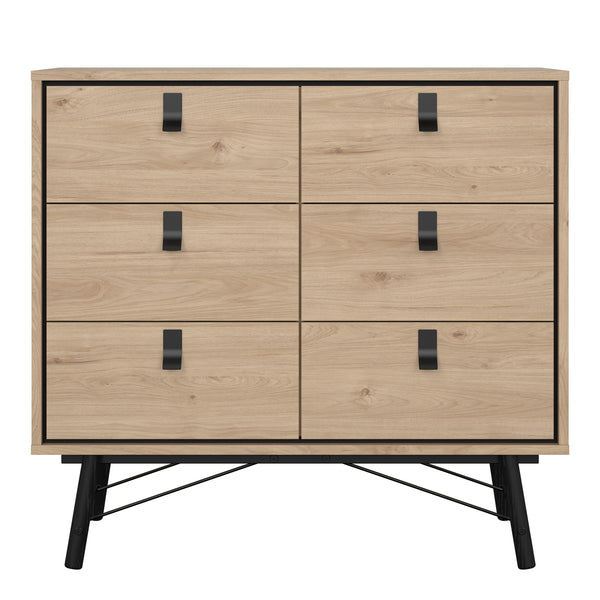 Ry Small Double Chest of Drawers 6 Drawers in Jackson Hickory Oak