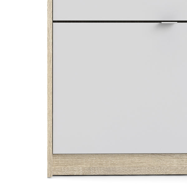 Shoes Shoe cabinet w. 3 tilting doors and 1 layer Oak structure White