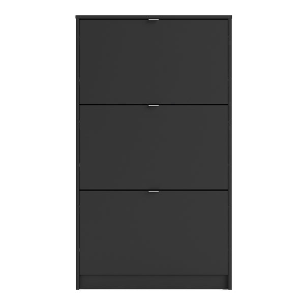 Shoes Shoe cabinet w. 3 tilting doors and 1 layer in Matt Black