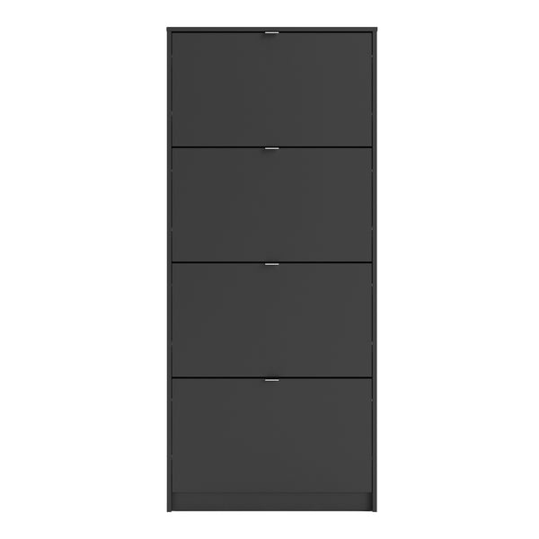 Shoes Shoe cabinet w. 4 tilting doors and 1 layer in Matt Black