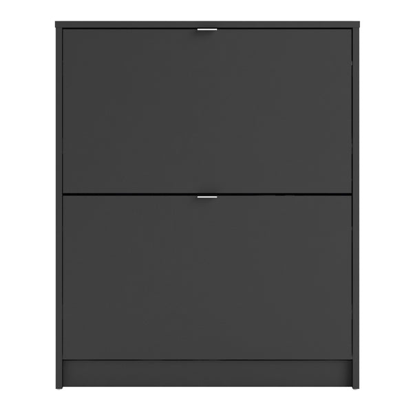 Shoes Shoe cabinet w. 2 tilting doors and 2 layers in Matt Black