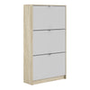 Shoes Shoe cabinet w. 3 tilting doors and 2 layers Oak structure White