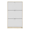 Shoes Shoe cabinet w. 3 tilting doors and 2 layers Oak structure White