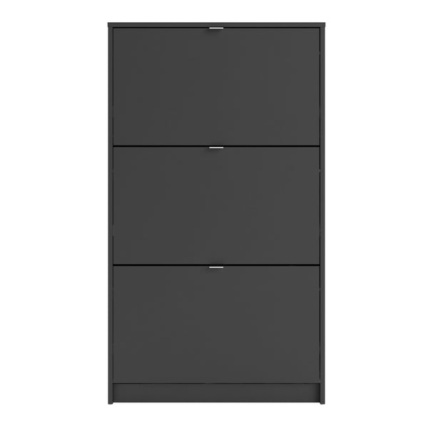 Shoes Shoe cabinet w. 3 tilting doors and 2 layers in Matt Black
