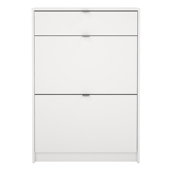 Shoes Shoe Cabinet 2 Flip Down Doors + 1 Drawer in White