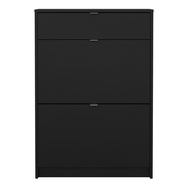 Shoes Shoe Cabinet 2 Flip Down Doors + 1 Drawer in Matt Black
