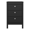 Madrid Bedside Table 3 Drawers in Matt Black