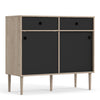 Rome Sideboard 2 Sliding Doors + 2 Drawers in Jackson Hickory Oak with Matt Black