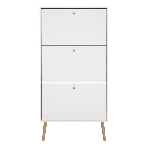 Cumbria Shoe Cabinet 3 flap Doors White
