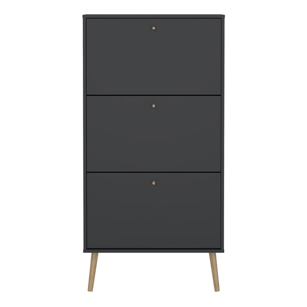 Cumbria Shoe Cabinet 3 flap Doors Dark Grey