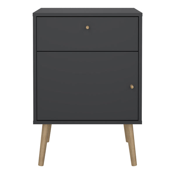 Cumbria Nightstand 1 Door + 1 Drawer Dark Grey