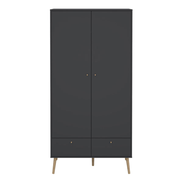 Cumbria Wardrobe with 2 Doors + 2 Drawers Dark Grey
