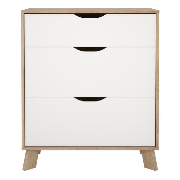 Ikast Chest 3 Drawers in Jackson Hickory and White