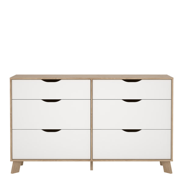 Ikast 6 Drawers Double Dresser in Jackson Hickory and White