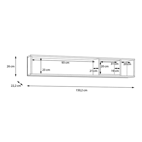 High Rock Wall Shelf in Matt Black/Riviera Oak