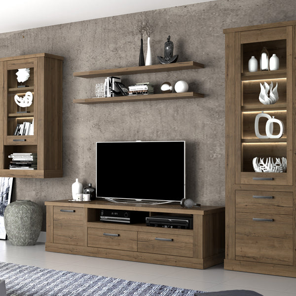 Corona 140cm Wall Shelf in Tabak Oak
