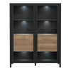 High Rock Extra Wide Display Cabinet in Matt Black/Riviera Oak