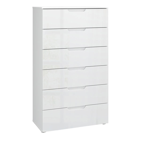 Sienna Chest of 6 Drawers in White/White High Gloss