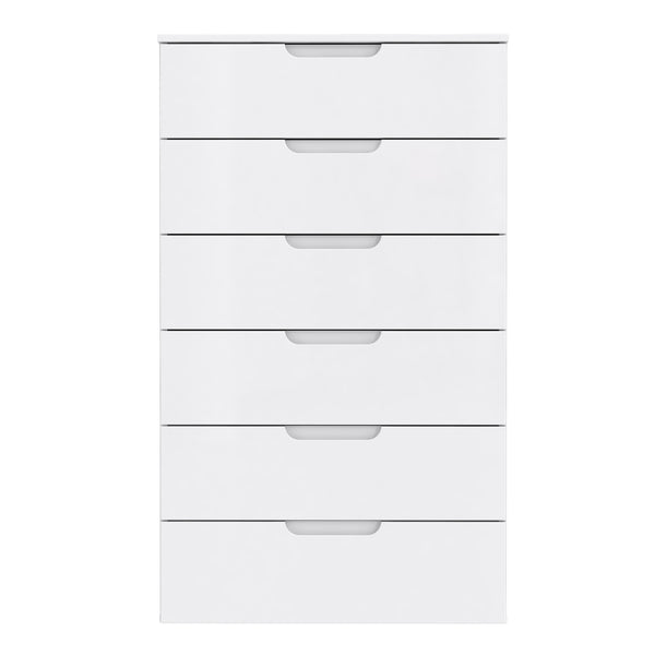 Sienna Chest of 6 Drawers in White/White High Gloss