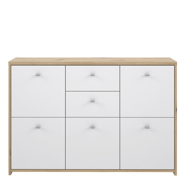 Best Chest Storage Cabinet with 2 Drawers and 5 Doors in Artisan Oak/White