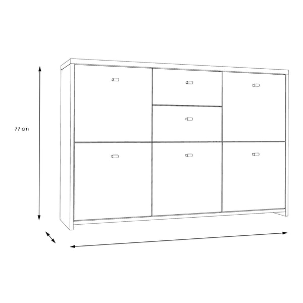 Best Chest Storage Cabinet with 2 Drawers and 5 Doors in Artisan Oak/White