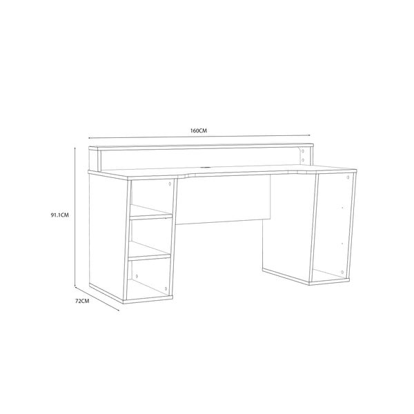 Tezaur Gaming Desk with LED in Black/White